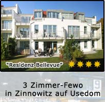 3 Zimmer Ferienwohnung in der Residenz Bellevue in Zinnowitz auf der Insel Usedom mit DSL und Telefon, sehr ansprechende liebevolle Ausstattung,